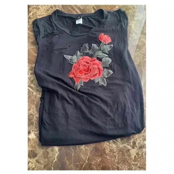 🆕Black Hollows Out T-Shirt Dress 3D Rose 2X🆕 - Picture 6 of 13